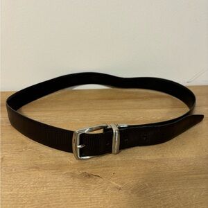 Perry Ellis Men's Faux Leather Brown Belt with Silver Buckle